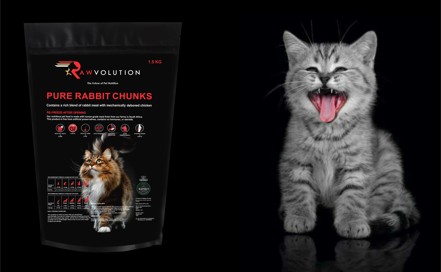 rawvolution cape town pure rabbit chunk food for cats